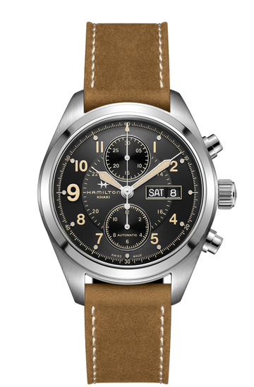 Hamilton Khaki Field Auto Chrono Black Dial 42mm Day Date Steel H71616535 Watch